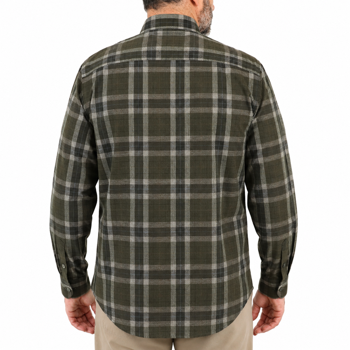 Camisa de Pana de Cuadros Verde con Manga Larga 100% Algodón Talla Extra 2209084