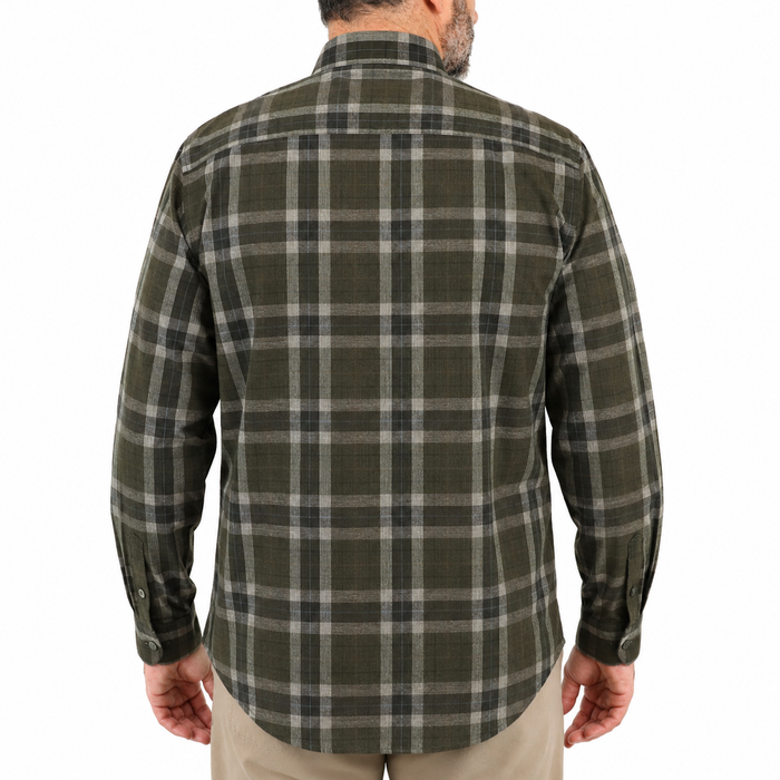 Camisa de Pana de Cuadros Verde con Manga Larga 100% Algodón Talla Extra 2209084