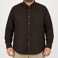 Camisa de Pana Café Lisa con Manga Larga 100% Algodón Talla Extra 2309427