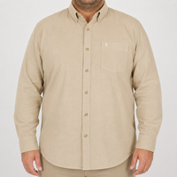 Camisa de Pana Lisa Caqui con Manga Larga 100% Algodón Talla Extra 2309428