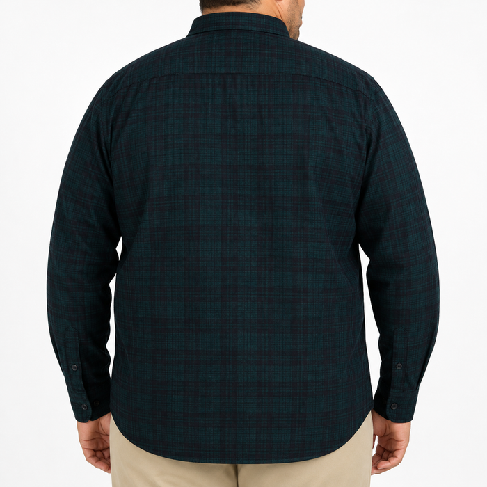 Camisa de Pana de Cuadros Verde con Manga Larga Talla Extra 2309432