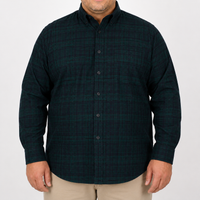 Camisa de Pana de Cuadros Verde con Manga Larga Talla Extra 2309432