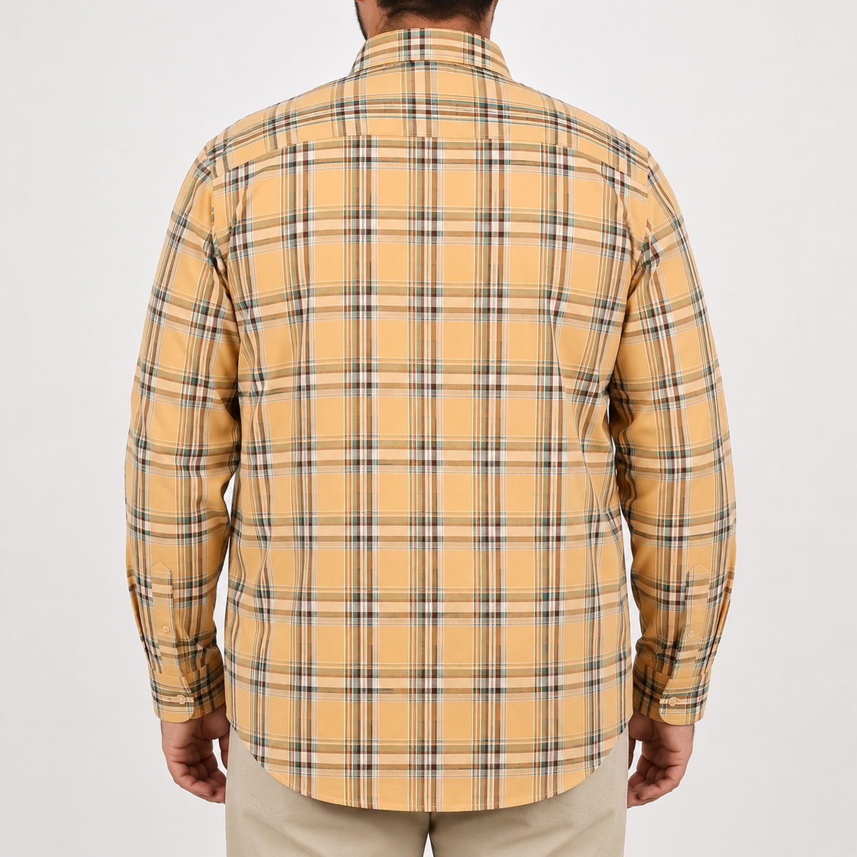 Camisa de Cuadros Amarilla con Manga Larga Talla Extra 100% Algodón 2304073