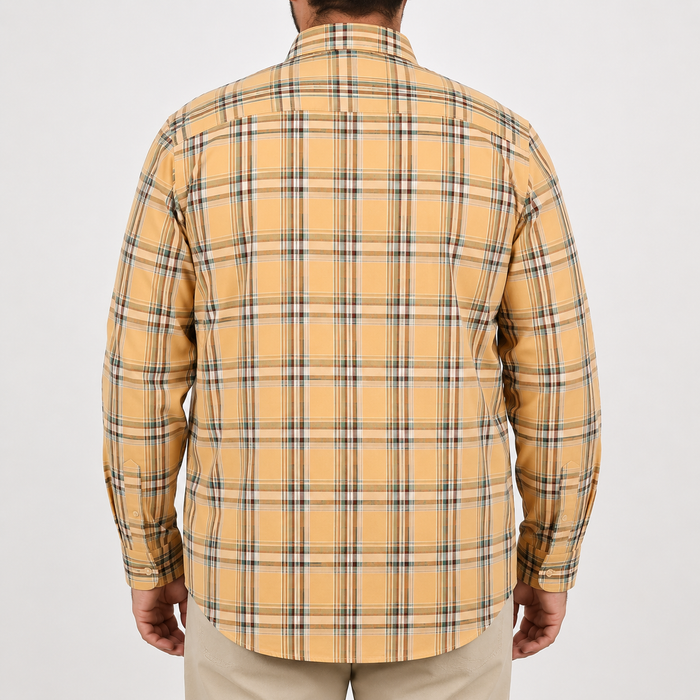 Camisa de Cuadros Amarilla con Manga Larga Talla Extra 100% Algodón 2304073