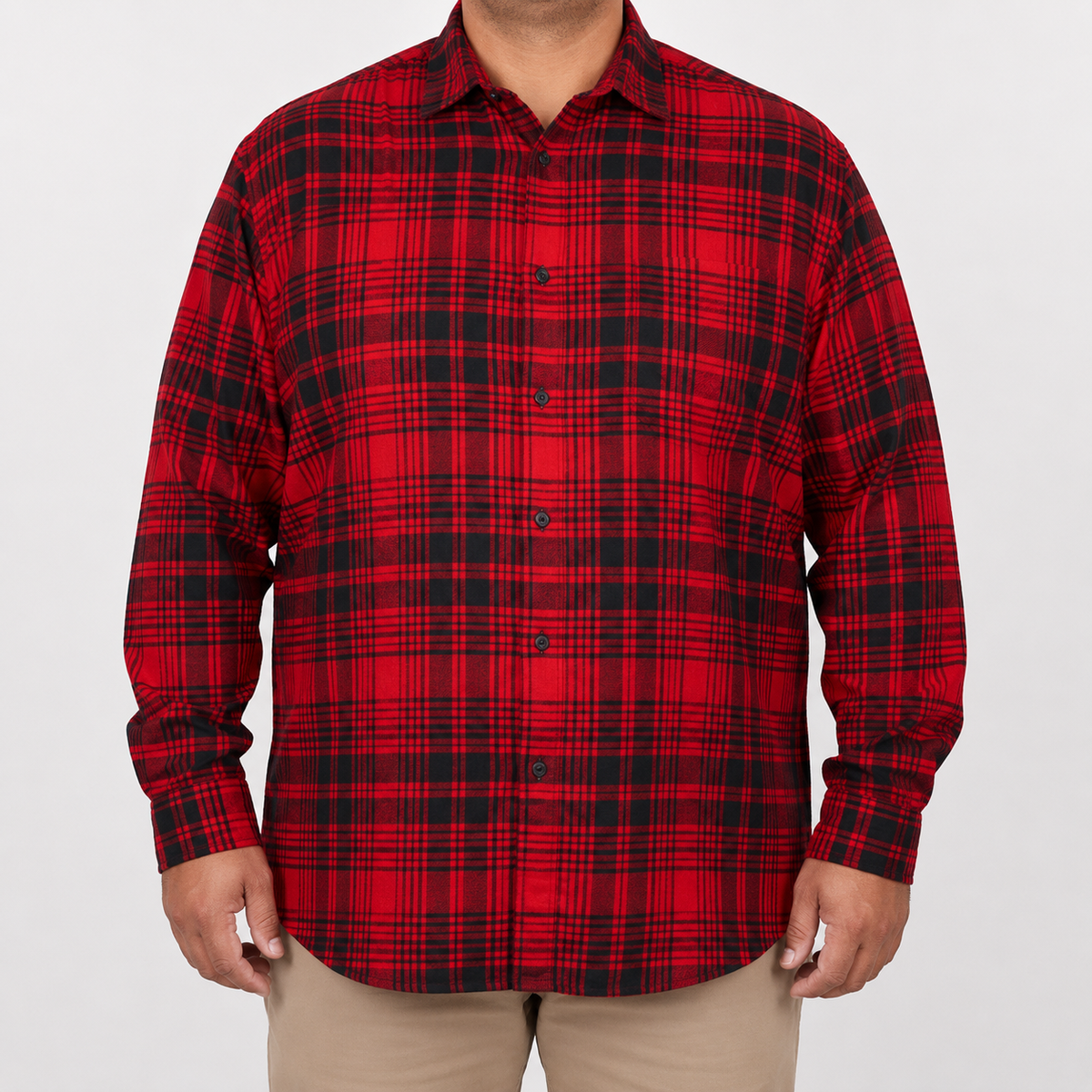 CAMISA MANGA LARGA ROJA CUADROS FRANELA Tallas Extra 2309448