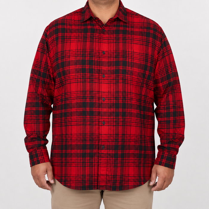CAMISA MANGA LARGA ROJA CUADROS FRANELA Tallas Extra 2309448