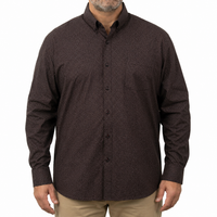 Camisa Café con Estampado de Manga Larga 100% Algodón Talla Extra 2504030