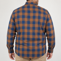 Camisa de Franela de Cuadros Naranja con Manga Larga Talla Extra 2309449