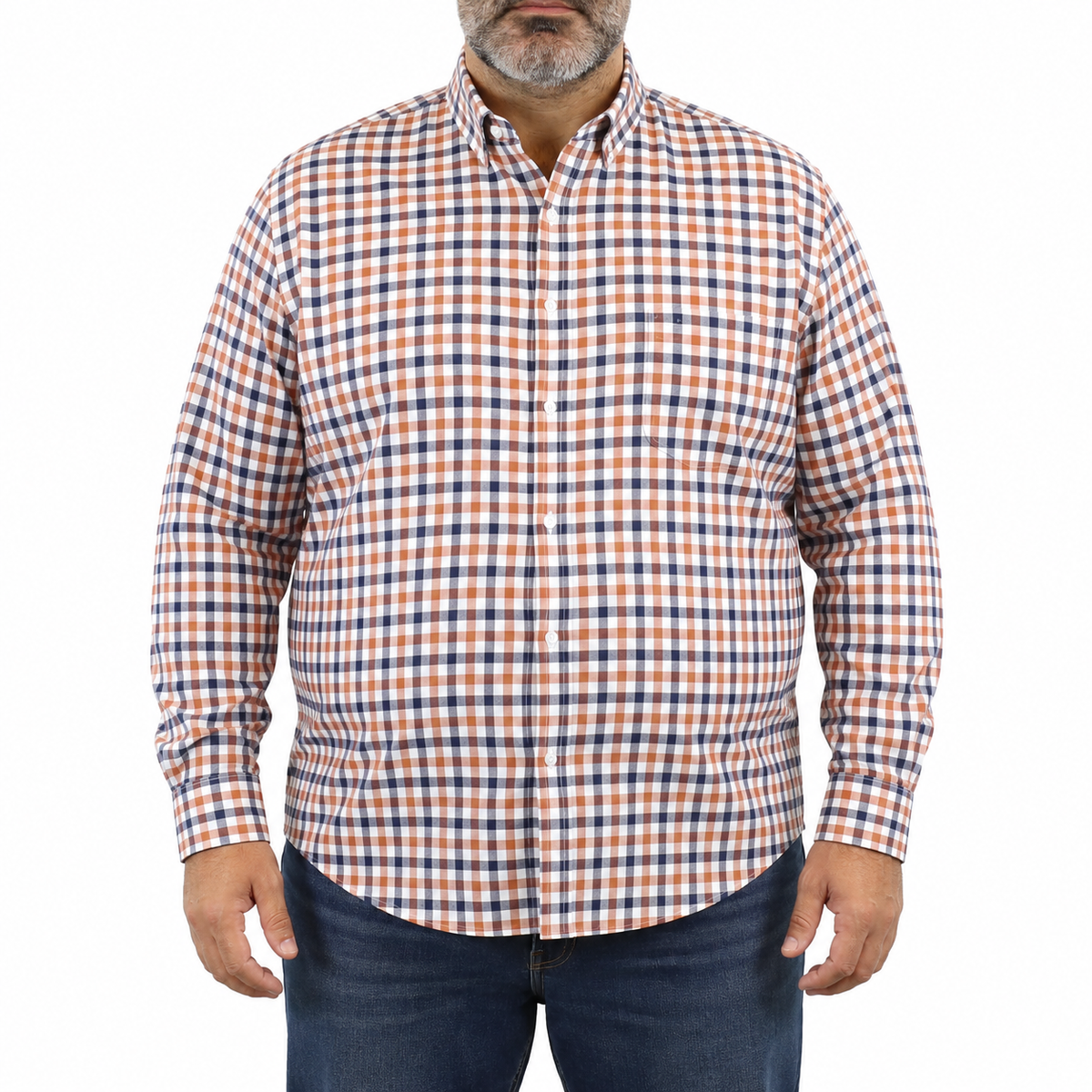 Camisa de Franela de Cuadros Multicolor con Manga Larga Talla Extra 2209077 - dioromx