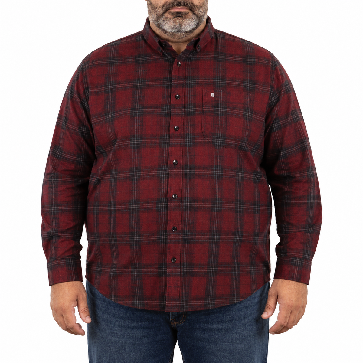 Camisa de Pana Roja de Cuadros con Manga Larga 100% Algodón Talla Extra 2210091