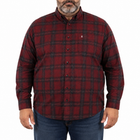 Camisa de Pana Roja de Cuadros con Manga Larga 100% Algodón Talla Extra 2210091
