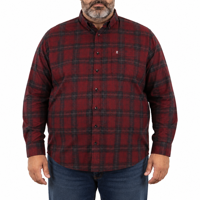 Camisa de Pana Roja de Cuadros con Manga Larga 100% Algodón Talla Extra 2210091