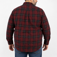 Camisa de Pana Roja de Cuadros con Manga Larga 100% Algodón Talla Extra 2210091