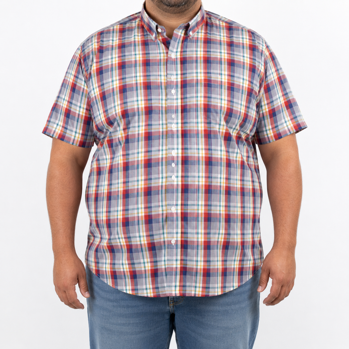 Camisa Multicolor Para Caballero Manga Corta Estilo Cuadros Talla Extra 2312650