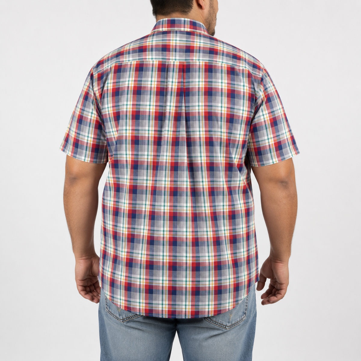 Camisa Multicolor Para Caballero Manga Corta Estilo Cuadros Talla Extra 2312650