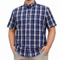 Camisa Cuadros Azul Manga Corta Talla Extra 100% Algodón 2511096 - dioromx