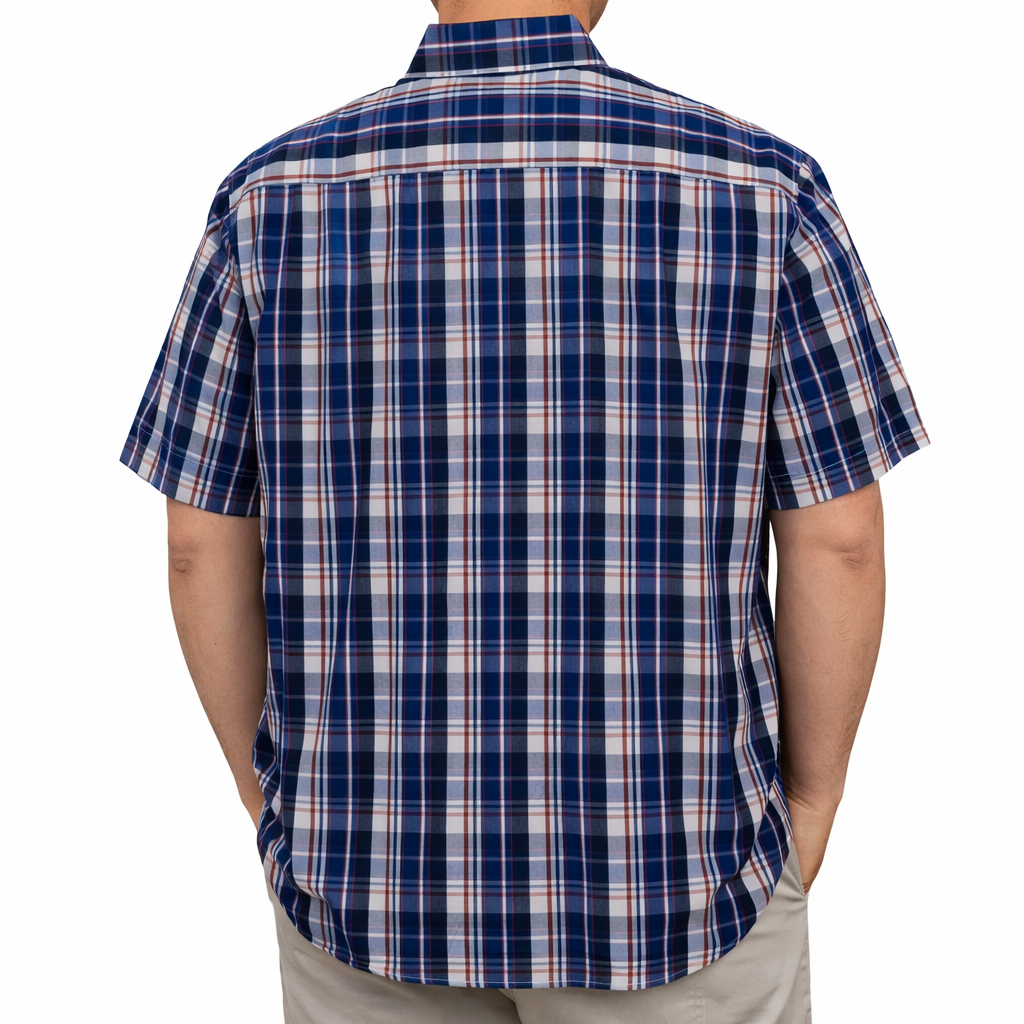 Camisa Cuadros Azul Manga Corta Talla Extra 100% Algodón 2511096 - dioromx
