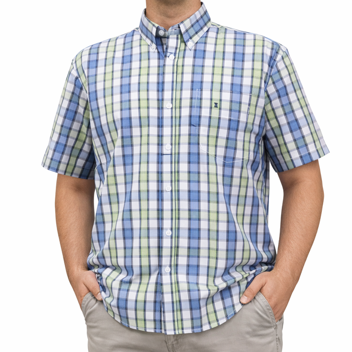 Camisa Cuadros Verde Manga Corta Talla Extra 100% Algodón 2511099 - dioromx