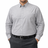 Camisa de Rayas Gris con Manga Larga 100% Algodón Talla Extra 2510104 - dioromx