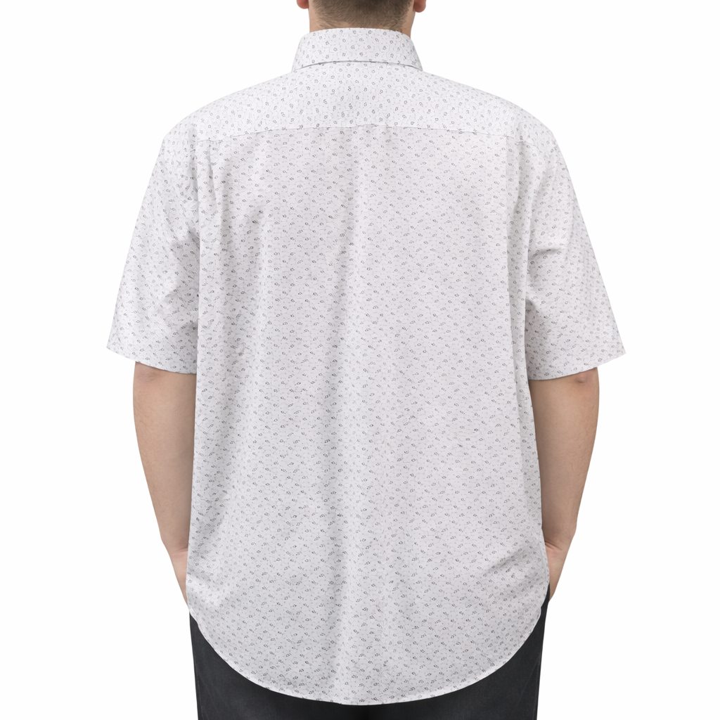 Camisa Estampada Blanca Manga Corta Talla Extra 100% Algodón 2510110 - dioromx