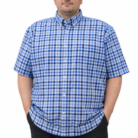 Camisa Cuadros Azul Manga Corta Talla Extra 100% Algodón 2510107 - dioromx