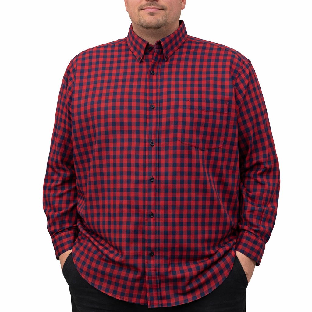 Camisa Roja de Cuadros con Manga Larga 100% Algodón Talla Extra 2511088 - dioromx