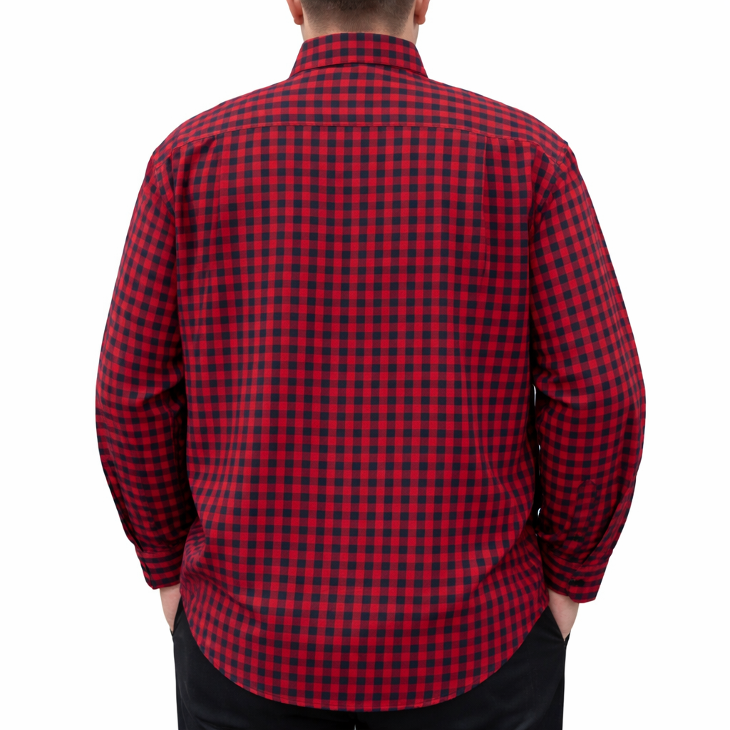 Camisa Roja de Cuadros con Manga Larga 100% Algodón Talla Extra 2511088 - dioromx