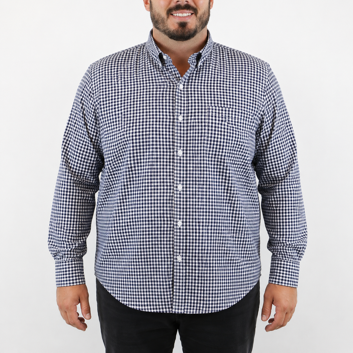 Camisa de Franela de Cuadros Azul con Manga Larga Talla Extra 2210085