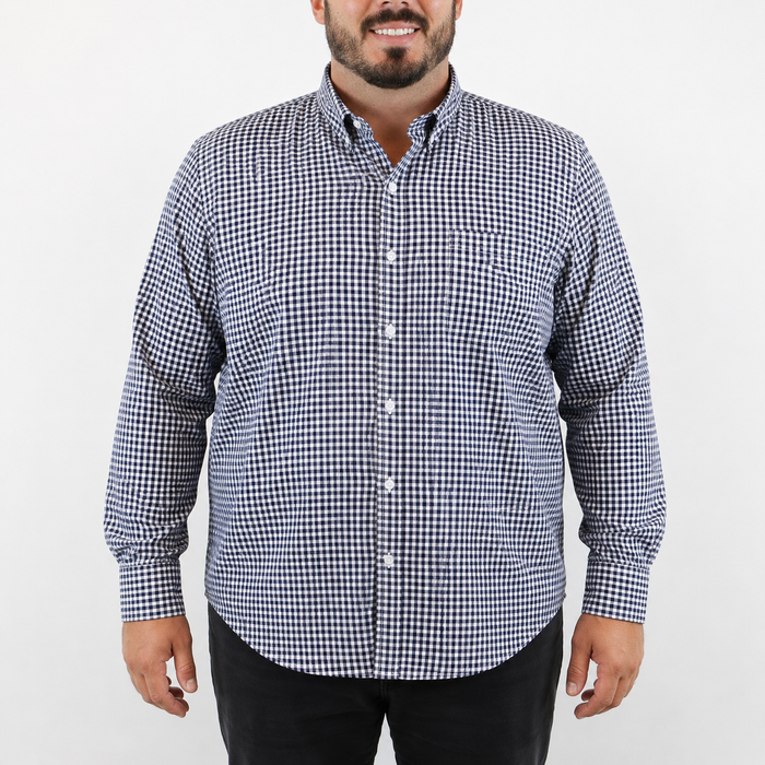 Camisa de Franela de Cuadros Azul con Manga Larga Talla Extra 2210085