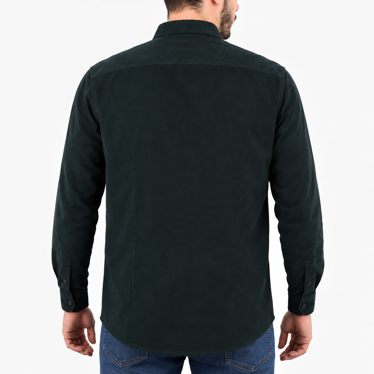 Camisa de Pana Verde Lisa con Manga Larga 100% Algodón Talla Extra 2209081