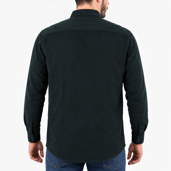 Camisa de Pana Verde Lisa con Manga Larga 100% Algodón Talla Extra 2209081