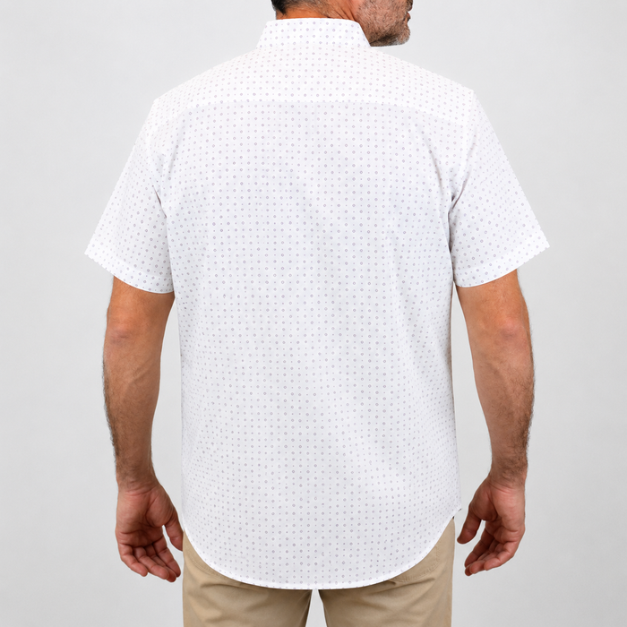 CAMISA MANGA CORTA BLANCO ESTAMPADO 100% ALGODÓN TALLA EXTRA 2304108 - dioromx