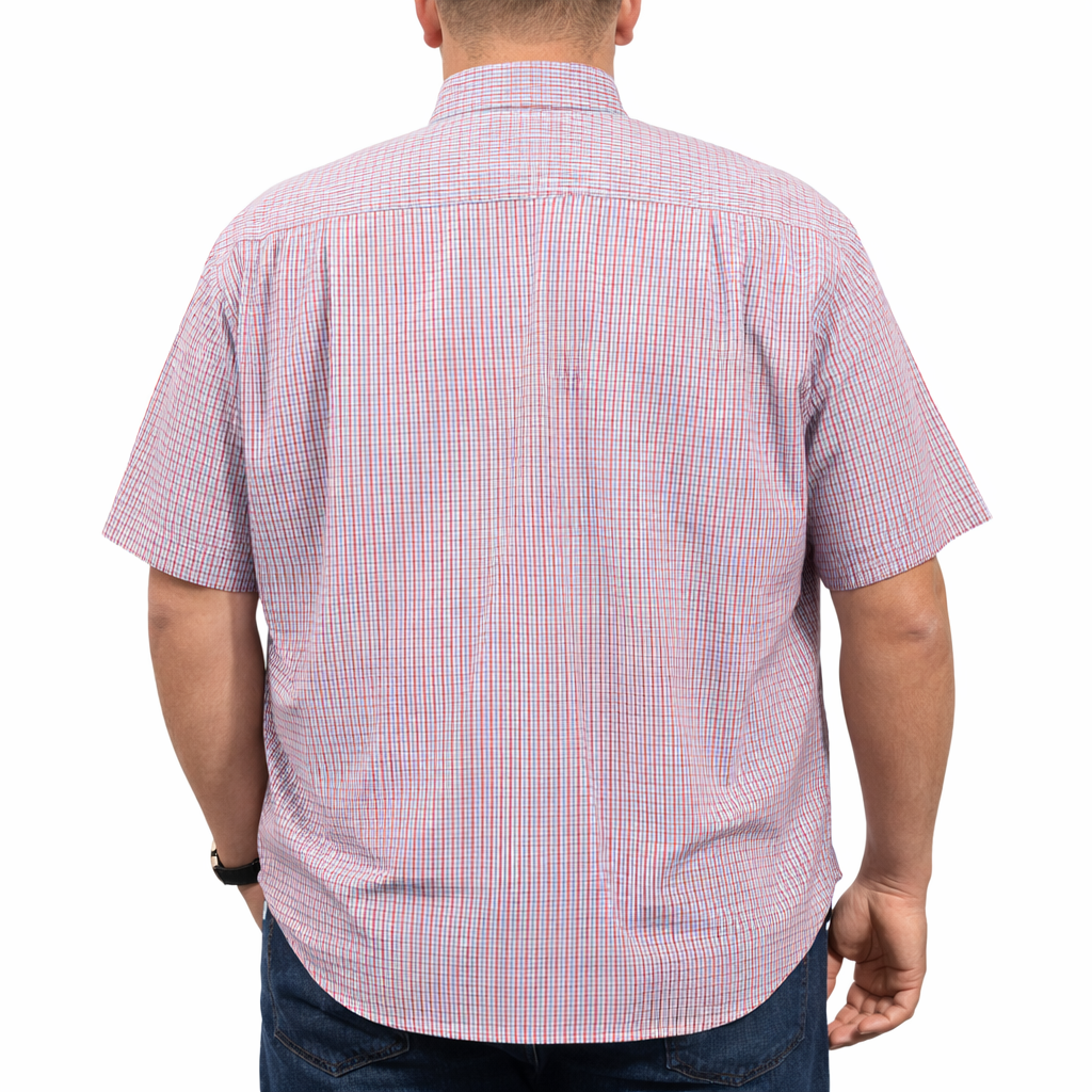 Camisa Cuadros Roja Manga Corta Talla Extra 100% Algodón 2512110 - dioromx