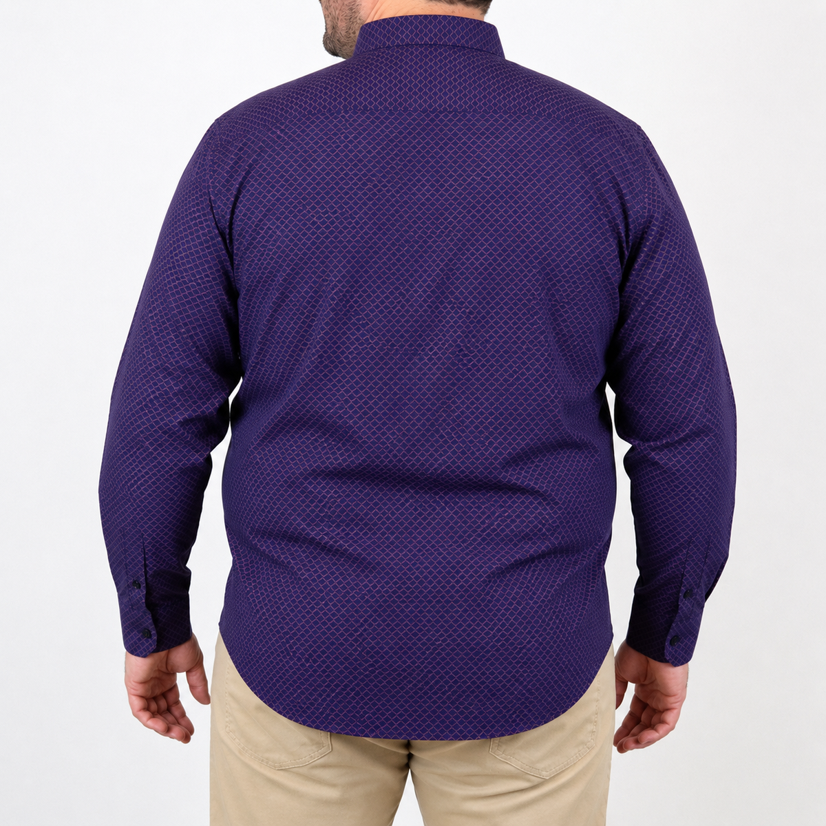 Camisa Estampada Morada Manga Larga Talla Extra 100% Algodón 2210325