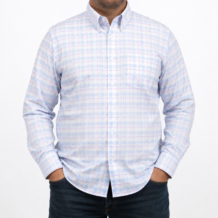 Camisa Cuadros Azul Manga Larga 100% Algodón Talla Extra 2603014
