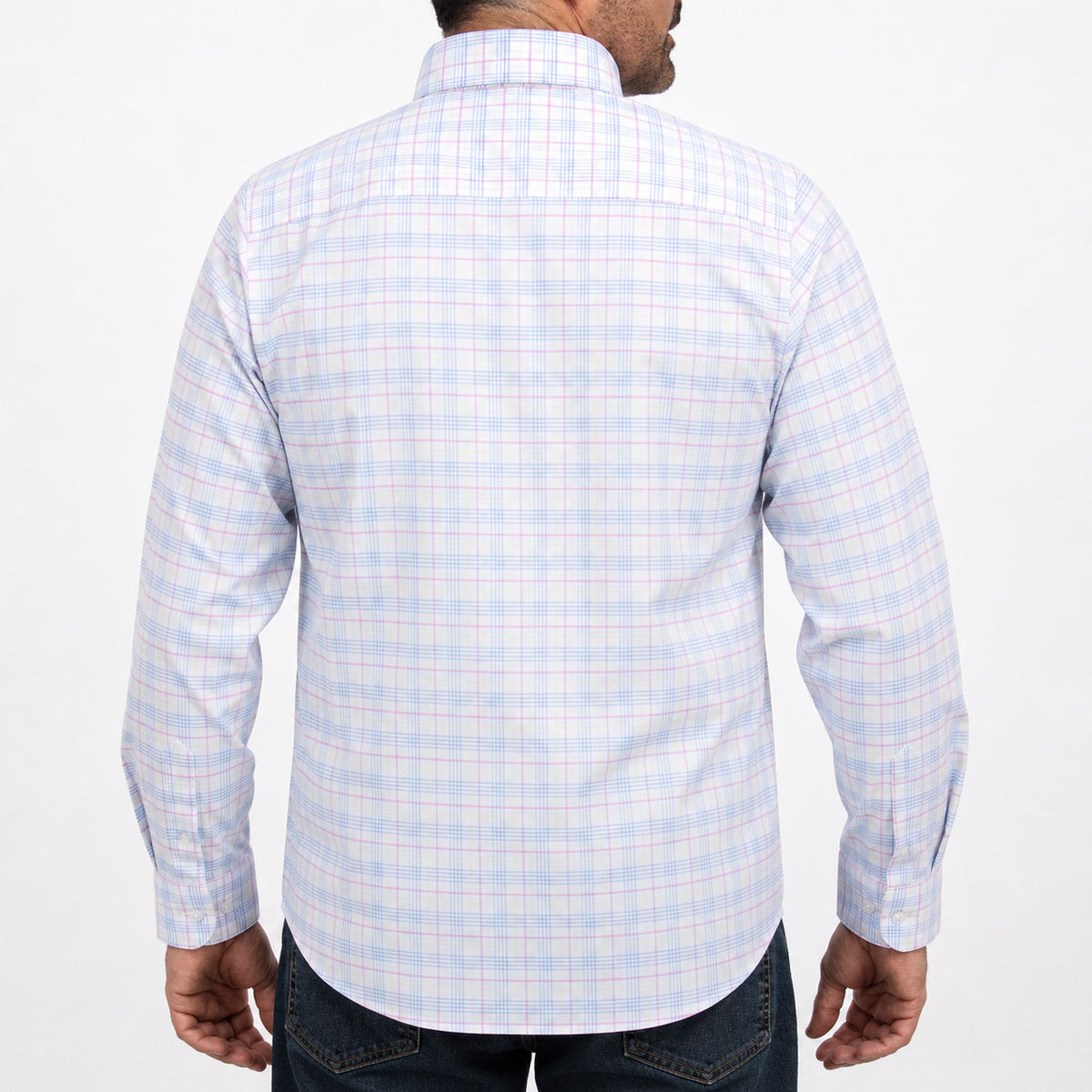 Camisa Cuadros Azul Manga Larga 100% Algodón Talla Extra 2603014