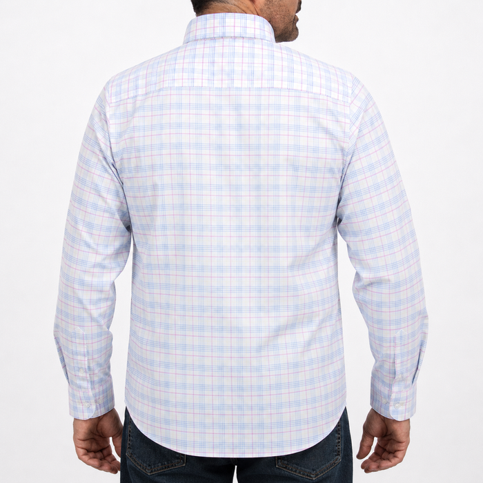 Camisa Cuadros Azul Manga Larga 100% Algodón Talla Extra 2603014
