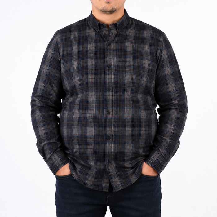 Camisa Pana Negra Cuadros Manga Larga Talla Extra 100% Algodón 2209083