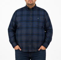 Camisa Pana Azul Cuadros Manga Larga Talla Extra 100% Algodón 2210090