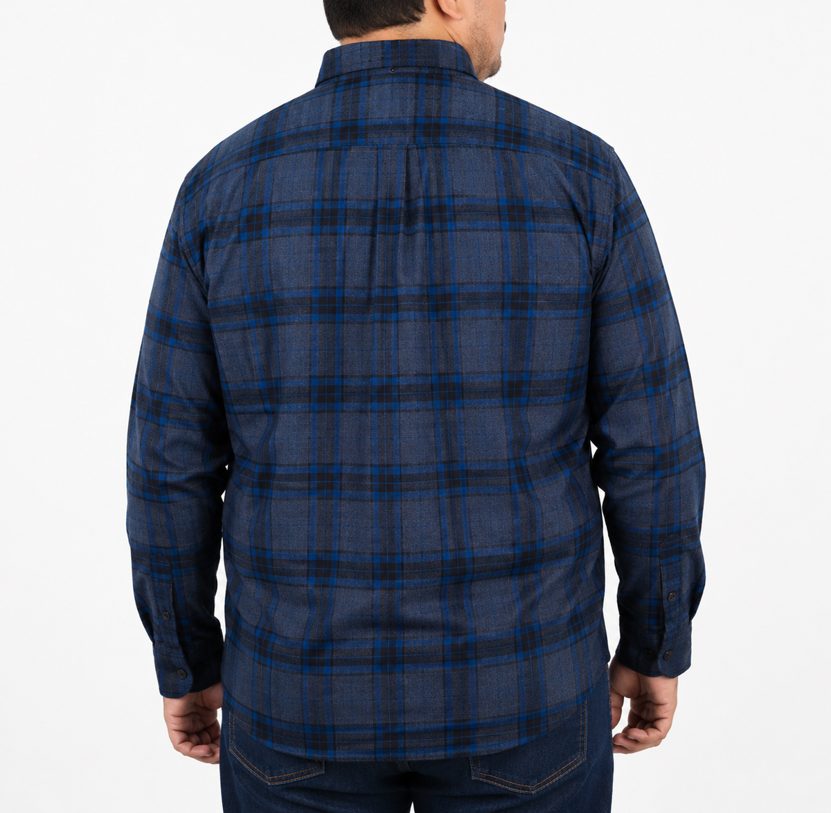 Camisa Pana Azul Cuadros Manga Larga Talla Extra 100% Algodón 2210090