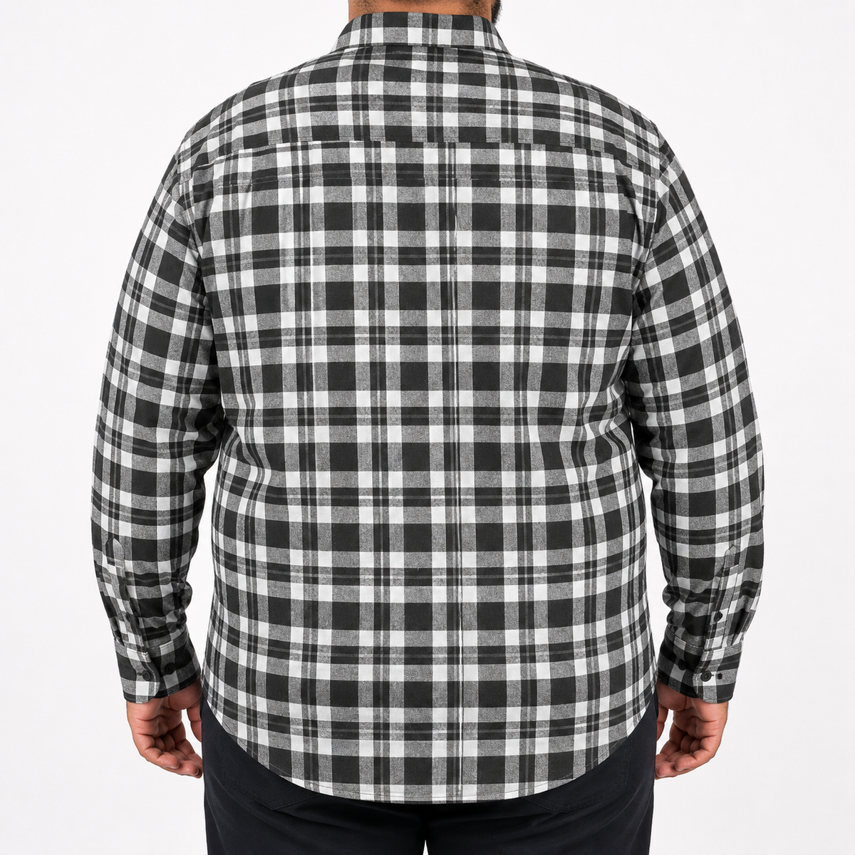 Camisa Franela Negra Cuadros Manga Larga Talla Extra 2510040