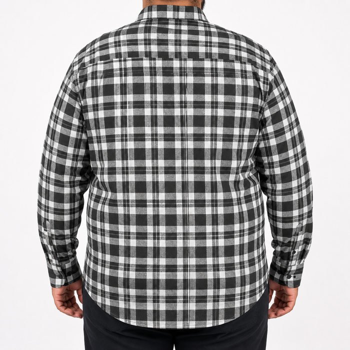 Camisa Franela Negra Cuadros Manga Larga Talla Extra 2510040