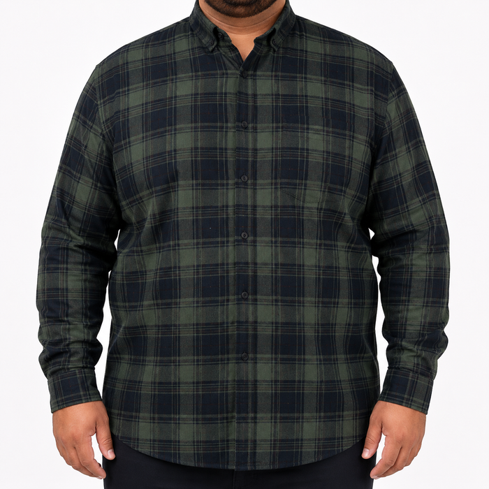 Camisa Franela Verde Cuadros Manga Larga Talla Extra 2510041