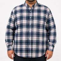 Camisa Franela Azul Cuadros Manga Larga 100% Algodón Talla Extra 2510042