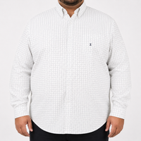 Camisa Blanca con Estampado de Manga Larga 100% Algodón Talla Extra 2307026