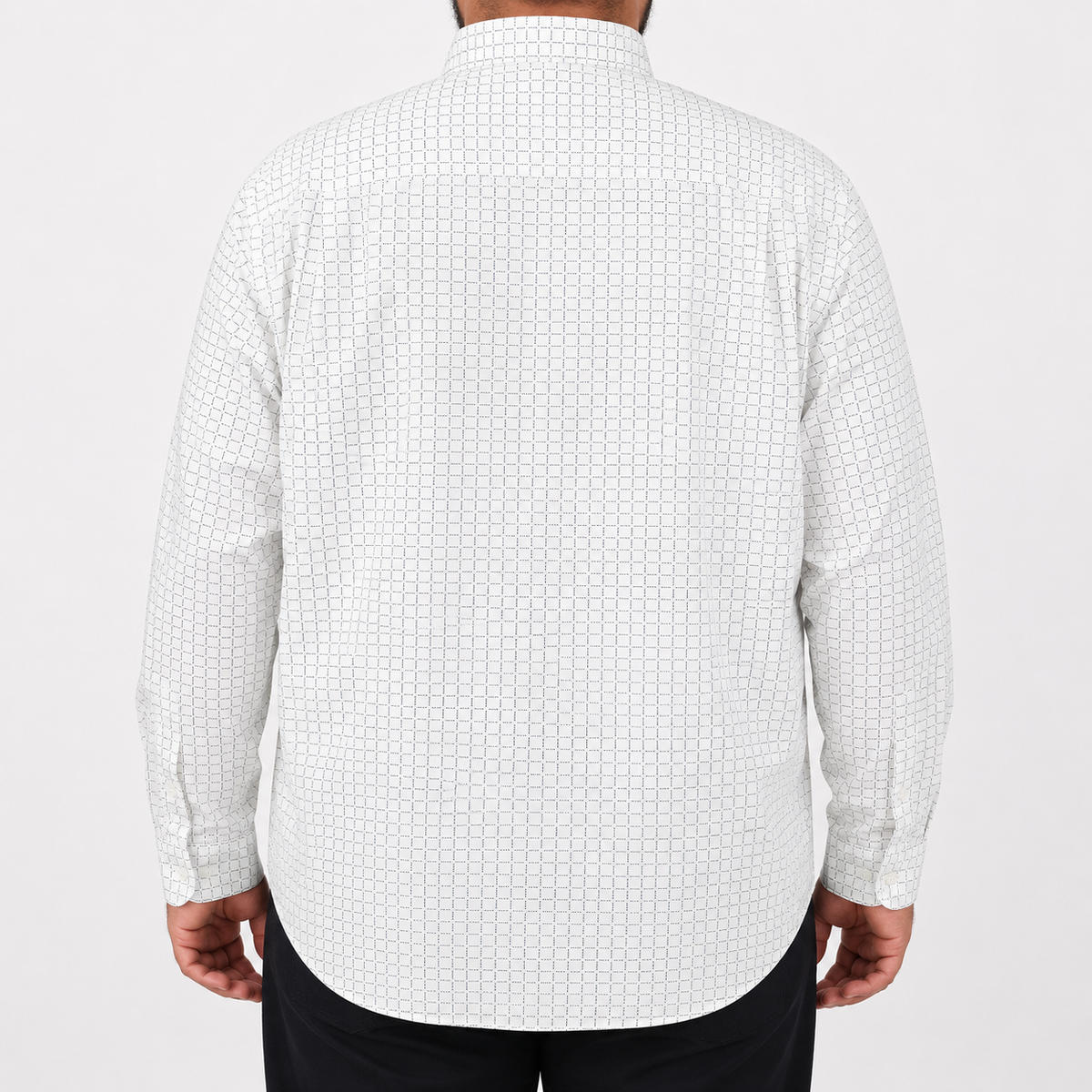 Camisa Blanca con Estampado de Manga Larga 100% Algodón Talla Extra 2307026