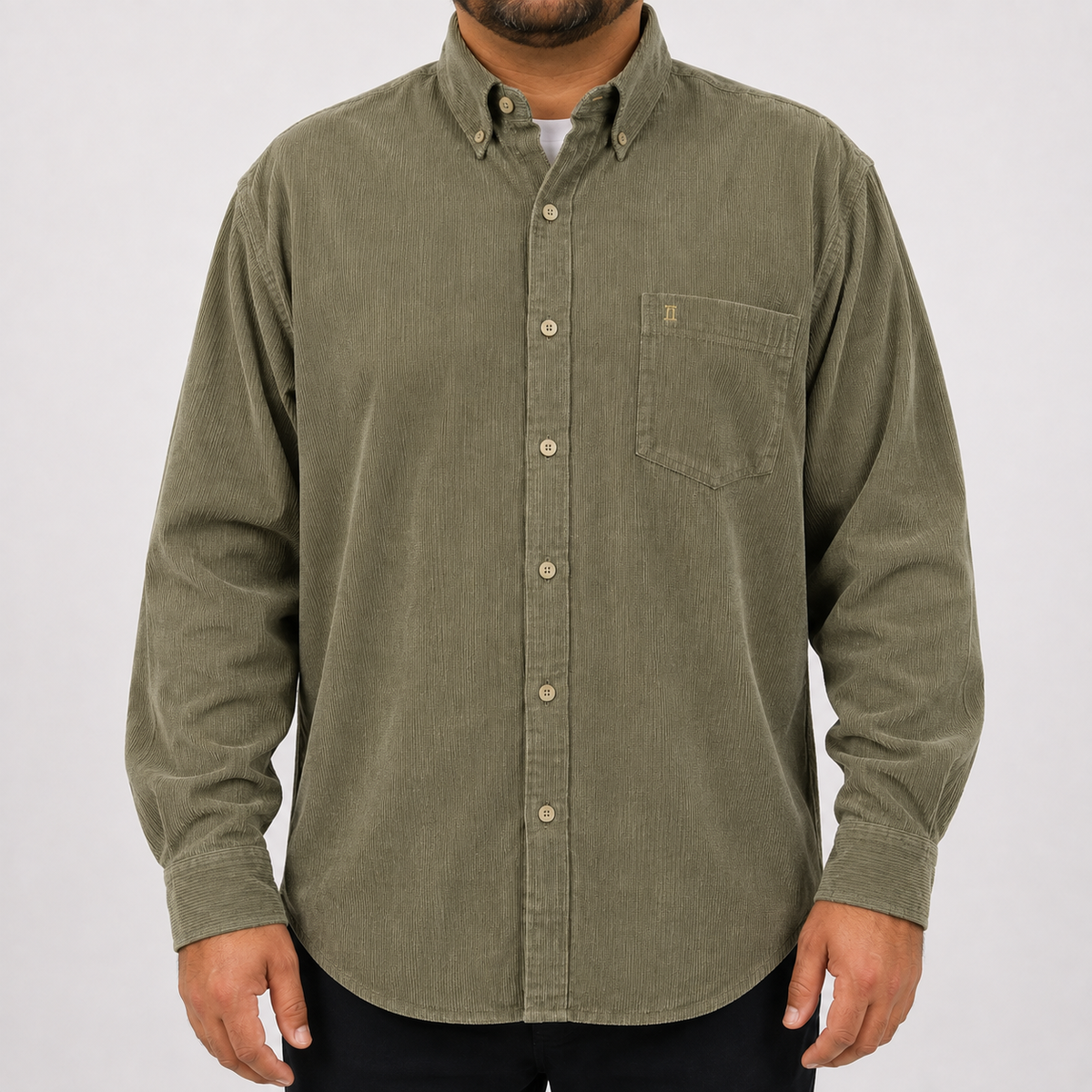 Camisa Pana Verde Lisa Manga Larga 100% Algodón Talla Extra 2510016