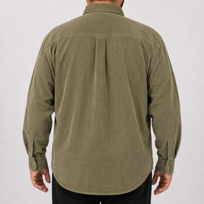 Camisa Pana Verde Lisa Manga Larga 100% Algodón Talla Extra 2510016