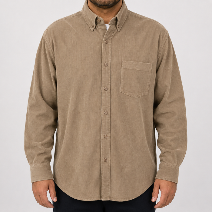 Camisa Pana Café Lisa Manga Larga 100% Algodón Talla Extra 2510015