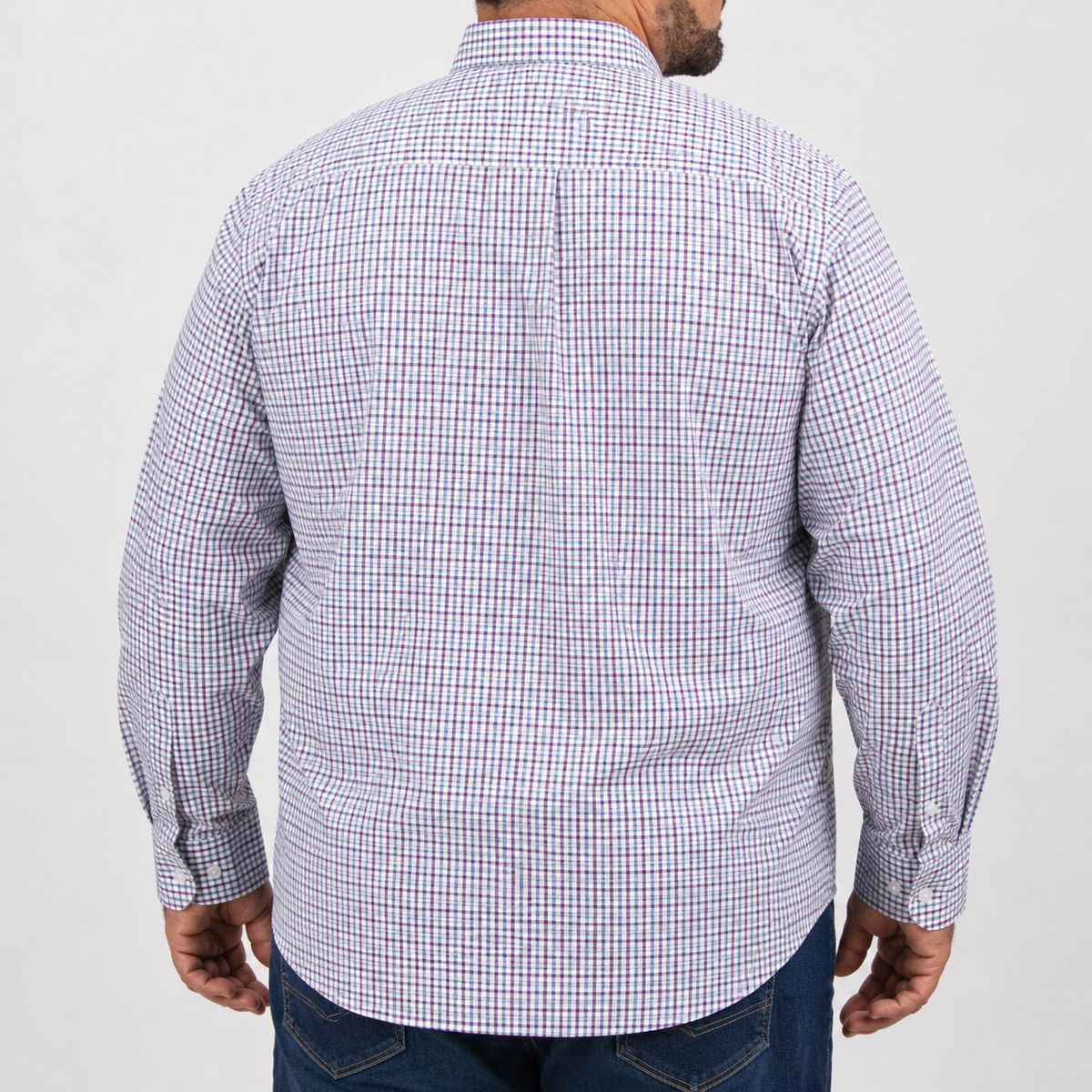 Camisa Cuadros Multicolor Manga Larga 100% Algodón Talla Extra 2615039